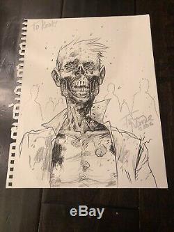 11x14 Tony Moore Sketch Walking Dead TWD Original Art Full Zombie Bust 2006