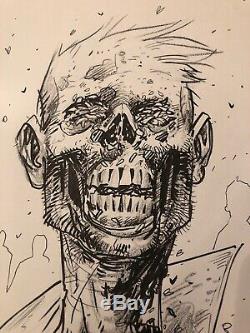 11x14 Tony Moore Sketch Walking Dead TWD Original Art Full Zombie Bust 2006