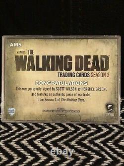 2014 Hershel The Walking Dead Season 3 Wardrobe Autograph Card Scott Wilson