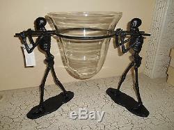 2pc POTTERY BARN Walking Dead Serve Bowl Set NEW Halloween Gothic Stand & Bowl