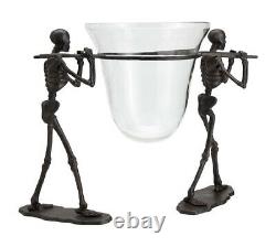 2pc POTTERY BARN Walking Dead Serve Bowl Set NEW Halloween Gothic Stand & Bowl
