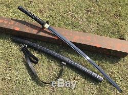 Black Blade 1095 Steel Walking Dead Katana Japanese samurai sword Real Combat