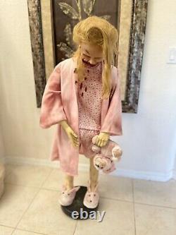 Halloween Prop Animated Life Size Spirit Teddy Bear Girl Walking Dead