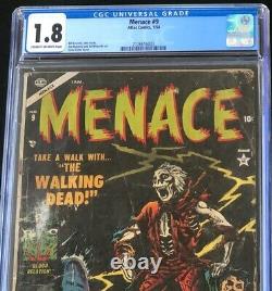 MENACE #9 (Atlas Comics 1954) CGC 1.8 WALKING DEAD Pre-Code Horror! PCH