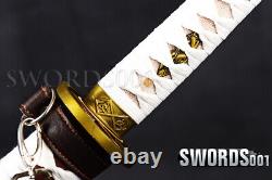 Real Sharp Walking Dead Sword Japanese Samurai Katana Leather-Wrapped Scabbard