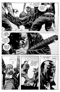 The Walking Dead #113, Negan vs Rick Grimes original comic art by Charlie Adlard