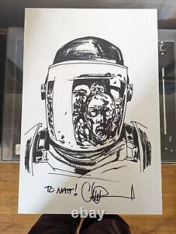 The Walking Dead Charlie Adlard Sketch Riot Helmet 20 x 12