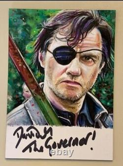 The Walking Dead Governor Autographed Original Sketch Card By Cyrus Sherkat