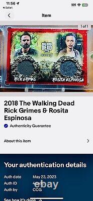 Topps Walking Dead Season 8 Rick Grimes/Rosita Espinosa Dual Relic Blood 1/1 SSP