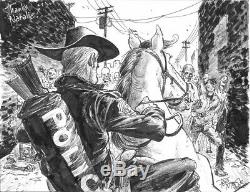 Two 9x12 Tony Moore sketches Walking Dead original art zombies Rick Grimes horse