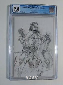Walking Dead # 19 CGC 9.8 E variant 15th Anniversary SKETCH White Pages Image