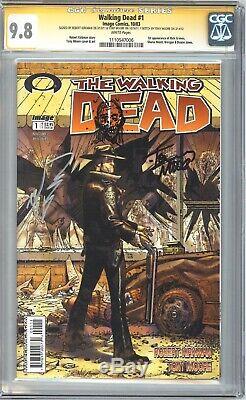 Walking Dead #1 SS CGC 9.8 Signed by Moore & Kirkman, Zombie sketch by Moore
