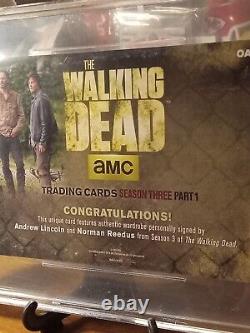 Walking Dead 3 Reedus & Lincoln Oversized Dual Auto card OAM-20 Beckett 9.5 Mint