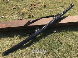 Walking Dead Katana Black Blade 1095 Steel Japanese samurai sword Real Combat