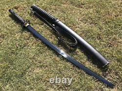 Walking Dead Katana Black Blade 1095 Steel Japanese samurai sword Real Combat