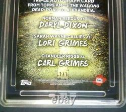 Walking Dead Road To Alexandria Red 1/1 TRIPLE AUTOGRAPH Reedus, Callies, Riggs