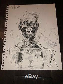 11x14 Tony Moore Sketch Walking Dead Art Original Pleine Twd Zombie Bust 2006