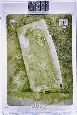 Carte Topps Walking Dead S6 Michonne #CHOP-2 Sang 1/1 avec Plaque d'Impression 1/1 HTF
