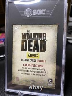 La Walking Dead Card Autographe Auto Andrew Lincoln Rick Grimes Saison 3 Sgc 9.5