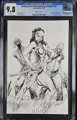 Le Walking Dead 15ème Anniversaire #19 CGC 9.8 J. Scott Campbell Noir et Blanc Virgin