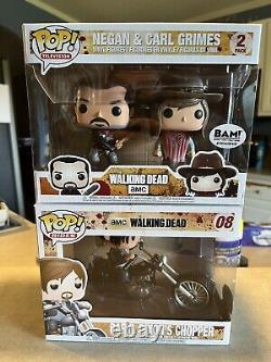 Les figurines Funko Pop de The Walking Dead: 2 Pk Negan & Carl Grimes et Daryl Dixon avec sa moto