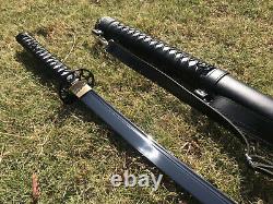 Marcher Mort Katana Black Blade 1095 Acier Samouraï Japonais Épée Combat Réel