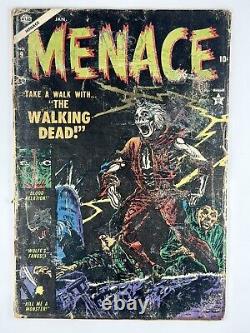 Menace #9 Atlas Comics 1954 Art de Bill Everett Walking Dead Basse Qualité