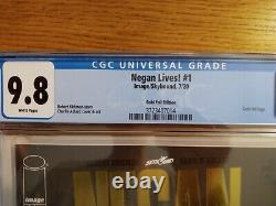 Negan Vit # 1 Cgc 9.8 Gold Foil Cover Retailer Incitatif Kirkman Walking Dead