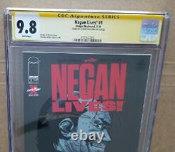 Negan Vit! #1 Walking Dead Cgc 9.8 Signé Par Robert Kirkman 1 Sur 50 Made