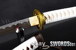 Real Sharp Walking Dead Sword Japonais Samurai Katana Cuir-wrapped Scabbrard
