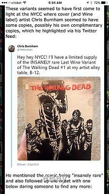 The Walking Dead # 1 Nm + La Réserve Dernière Variant Vin Aucun Super Rare Key
