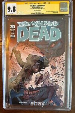 The translated title in French would be: WALKING DEAD #100 CGC SS 9.8 Variante Ottley signée par Robert Kirkman 1er Negan.