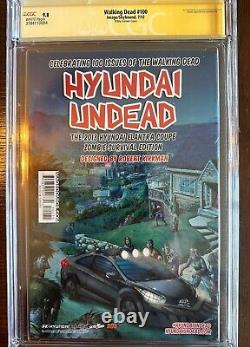 The translated title in French would be: WALKING DEAD #100 CGC SS 9.8 Variante Ottley signée par Robert Kirkman 1er Negan.