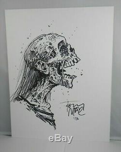 Tony Moore Esquisse De La Marche Jour Mort Zombie Buste Art 2013 Twd Original
