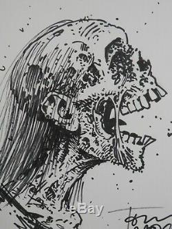 Tony Moore Esquisse De La Marche Jour Mort Zombie Buste Art 2013 Twd Original