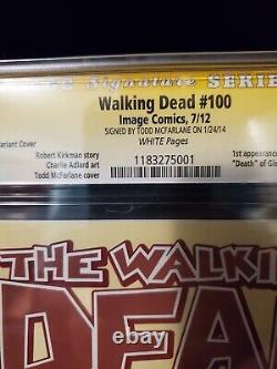 Walking Dead 100 CGC 9.6 SS McFarlane Variant Cover, Image Comics
<br/>
 
	<br/>	 	La marche des morts 100 CGC 9.6 SS McFarlane variant cover, Image Comics