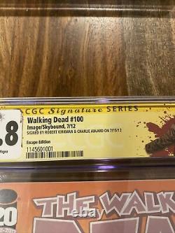 Walking Dead #100 Escape Edition Cgc 9.8 Signée Par Kirkman Et Adlard