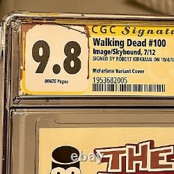 Walking Dead #100 Mcfarlane Variante Cgc 9.8 Ss Kirkman Signature Étiquette Retraitée