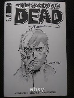 Walking Dead #109 Sign & Sketch Par Robert Kirkman & Cliff Rathburn. Art Original