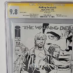 Walking Dead 115, Variante De La Couverture N, Sketch B&w Cover, Ss Cgc 9.8