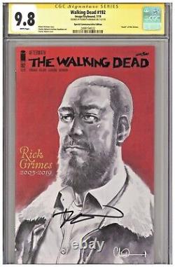 Walking Dead 192 Cgc 9.8 Ss Variante Commémorative Spéciale Mort Rick Sig Kirkman