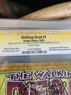 Walking Dead #1 Cgc 9.8 Ss Signé À La Fois Kirk Homme Et Tony Esquissé