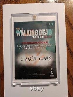 Walking Dead S4 Carte esquisse d'autographe d'Abraham par l'artiste acclamé Chris Meeks